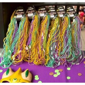 Mardi Gras Bead Necklaces - 144 Piece Lot - Assorted Colors